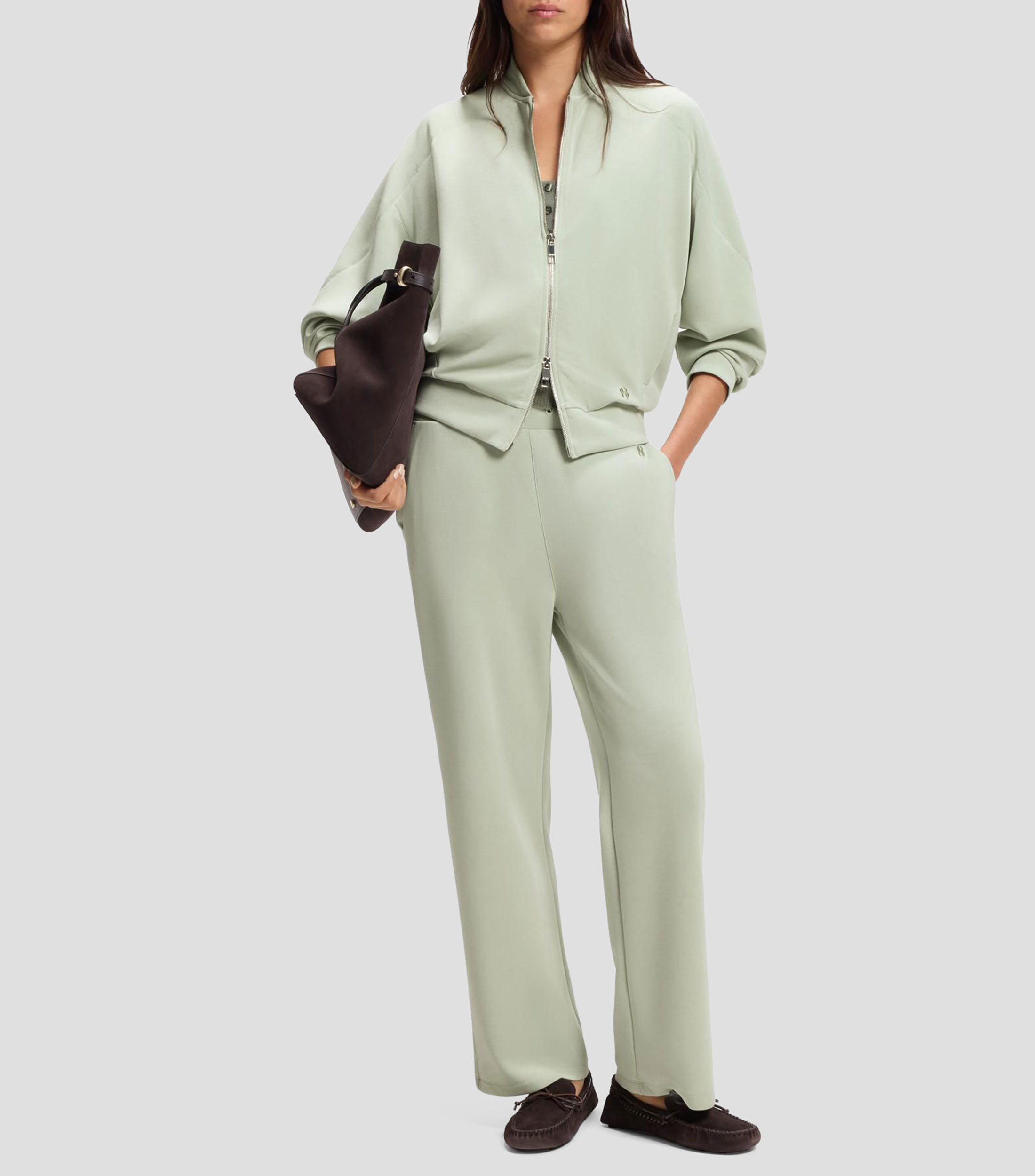Pants relaxed fit en punto scuba de doble capa Mujer